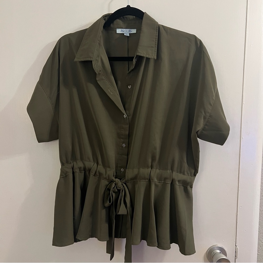 Green Peplum Top